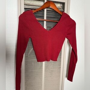 Forever 21 Red Fitted Crop Blouse